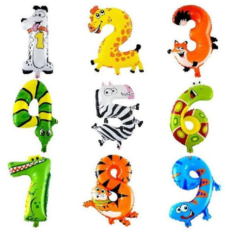 Animal Number Foil Party Balloons