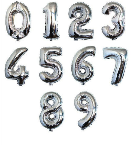 Aluminum Foil Helium Silver Number Balloon