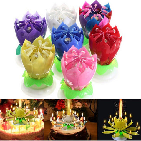 Blossom Lotus Flower Candle Birthday Party Cake