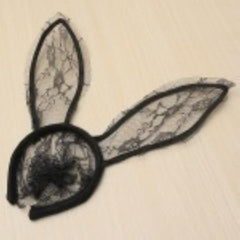 Hair Bands Lace Rabbit Bunny Ears Veil Black Eye Mask