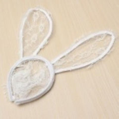 Hair Bands Lace Rabbit Bunny Ears Veil Black Eye Mask