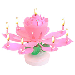 Blossom Lotus Flower Candle Birthday Party Cake